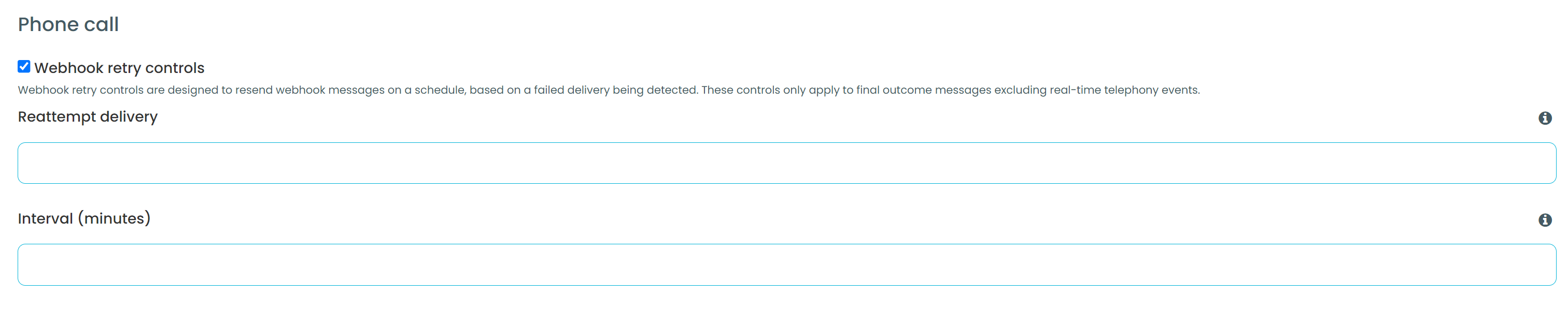 Webhook retry settings