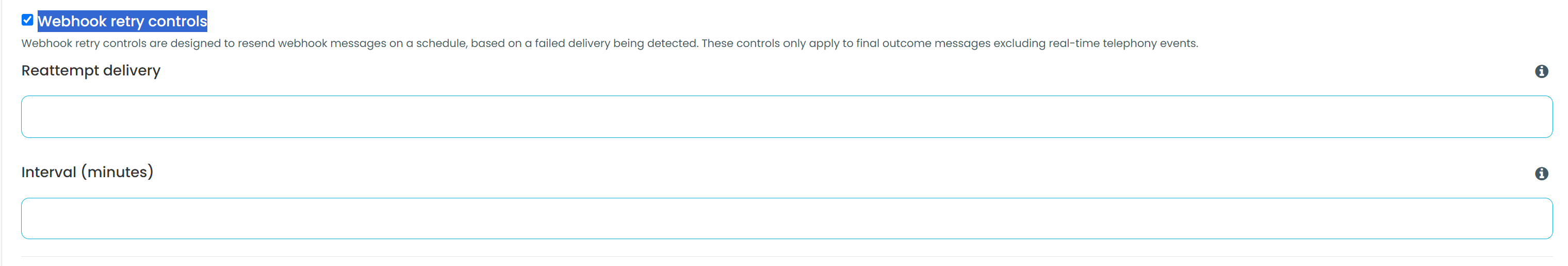 Webhook retry controls